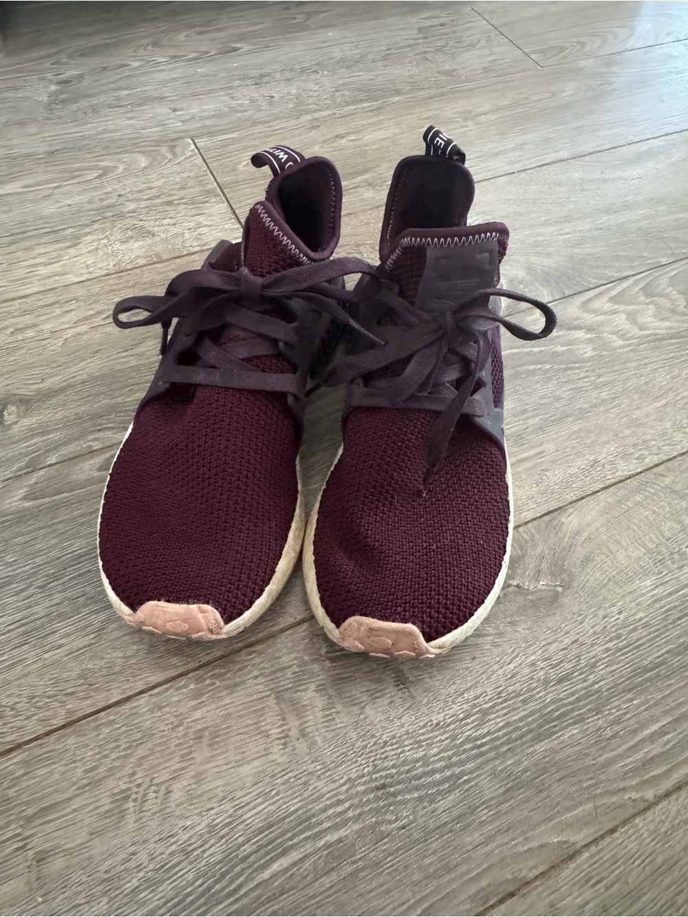 adidas Women's Maroon Knit Slip-On Sneakers